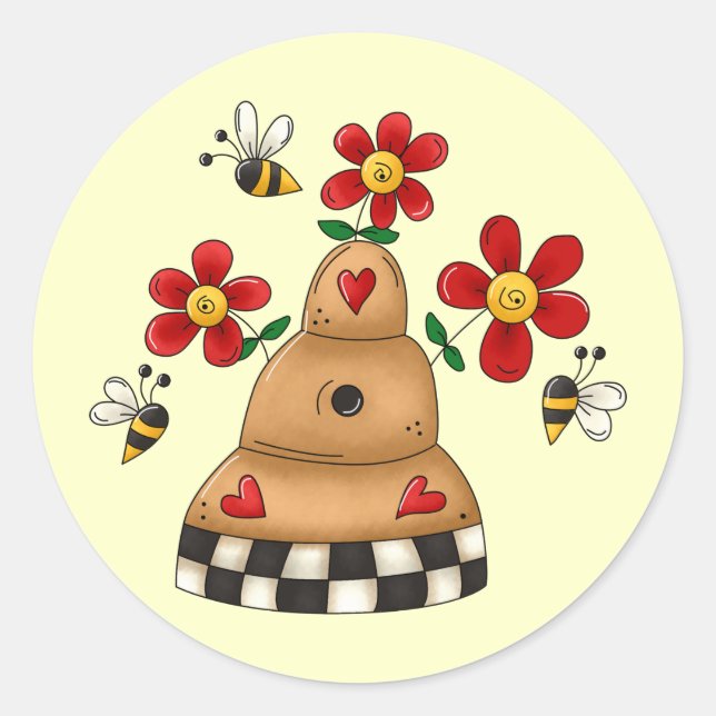 Spring Beehive Classic Round Sticker (Front)