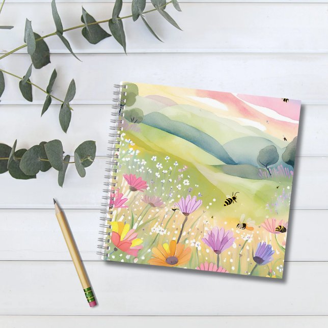 Spring Bees Flower Fields | Floral Colourful Notebook (Creator Uploaded)