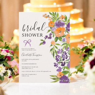 Spring Beige Lavender Orange Floral bridal shower Invitation