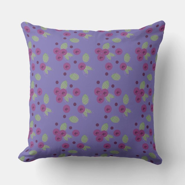 Spring Berries Garden Greenery Fruit Throw Pillow (Front)