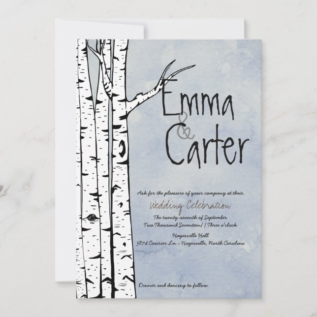 Spring Birch Tree Wedding Invitation (Front)