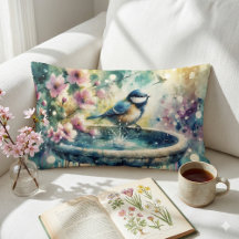 Spring Bird Bath Watercolor