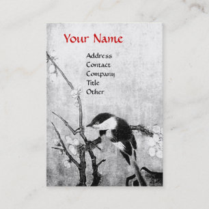 SPRING BIRD, black and white red Business Card