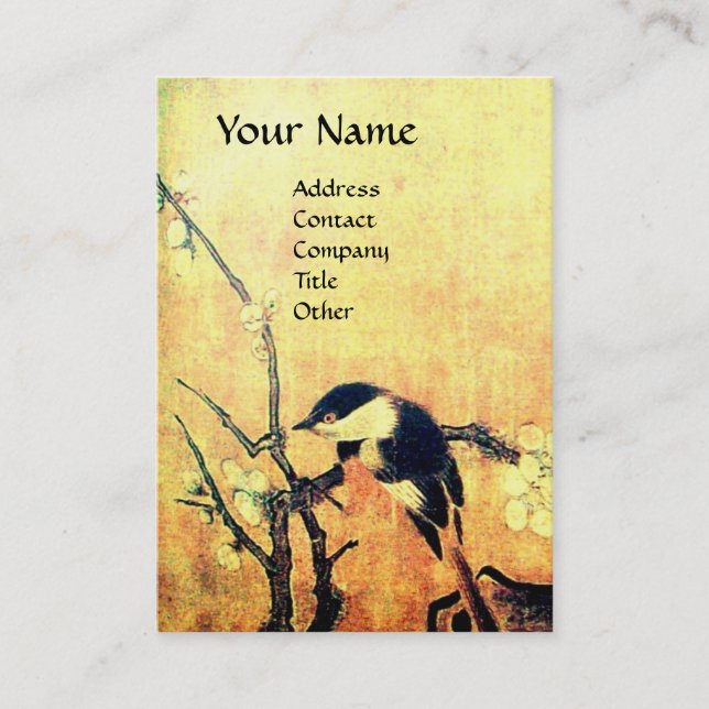 SPRING BIRD brown yellow Business Card (Front)