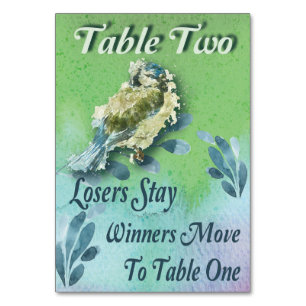 Spring Bird Bunco Table Two Watercolor Number
