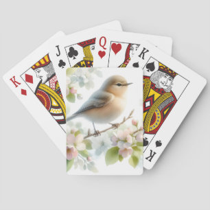 Spring Bird Cherry Blossom Floral Watercolor Playing Cards