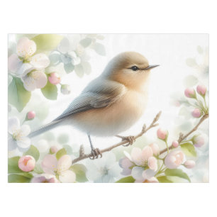 Spring Bird Cherry Blossom Floral Watercolor Tablecloth
