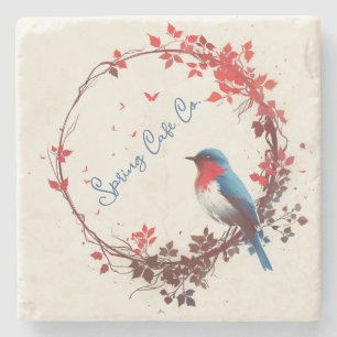 Spring Bird Floral Stone Coaster