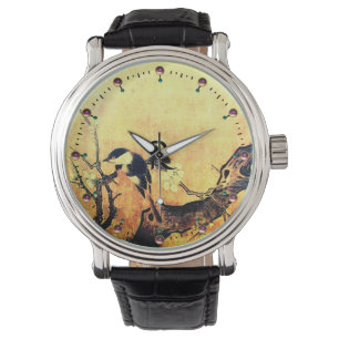 SPRING BIRD,FLOWER TREE Gold Yellow Brown Monogram Watch