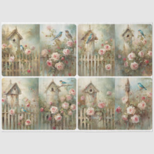 Spring bird houses tissue paper