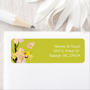 Spring Bird Light Green Mariage Adresse de retour