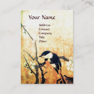 SPRING BIRD MONOGRAM Gold Yellow Brown White Pearl Business Card