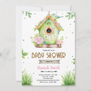 Spring bird nest baby shower invitation