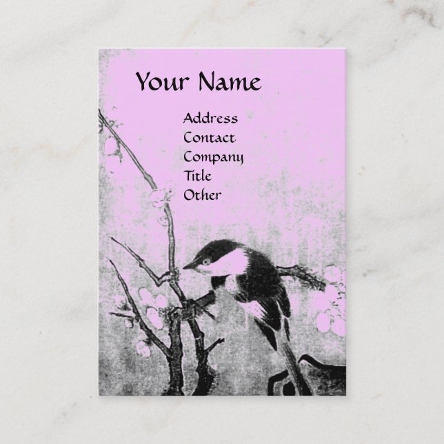 SPRING BIRD ,pink violet brown Business Card (Front)