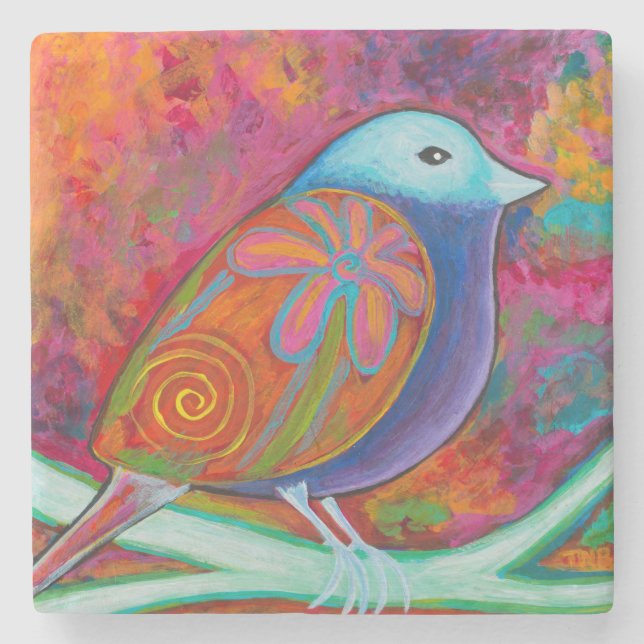 Spring Bird Stone Coaster (Front)
