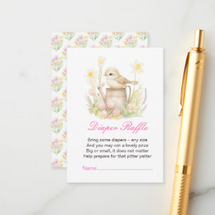 Spring Bird Watering Can Baby Shower Enclosure Card