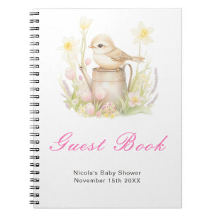 Spring Bird Watering Can Baby Shower Guest Book