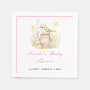 Spring Bird Watering Can Baby Shower Napkin