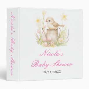 Spring Bird Watering Can Baby Shower Photo Album Binder