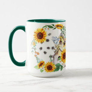 Spring Birdhouse And Bird Combo Mug