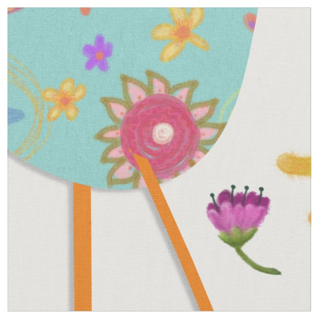 Spring Birds and Flowers You Customize Fabric (Close Up)