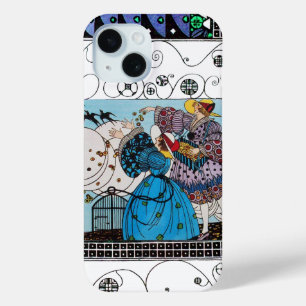SPRING BIRDS AND SWIRLS / FASHION COSTUME DESIGNER iPhone 15 CASE