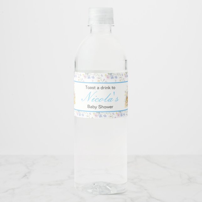 Spring Birds Baby Shower Water Bottle Label (Front)