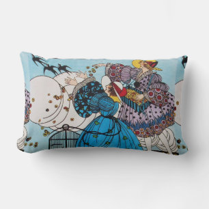 SPRING BIRDS / BEAUTY FASHION COSTUME DESIGNER LUMBAR PILLOW