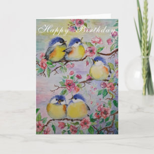 Spring Birds Birthday Card