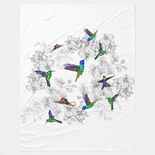 Spring Birds Fleece Blanket (Front)