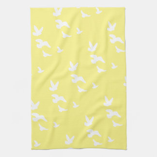 Spring Birds in Flight | Custom Background Colour Kitchen Towel