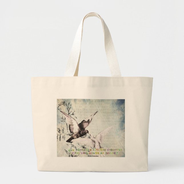 Spring Birds Large Tote Bag (Front)