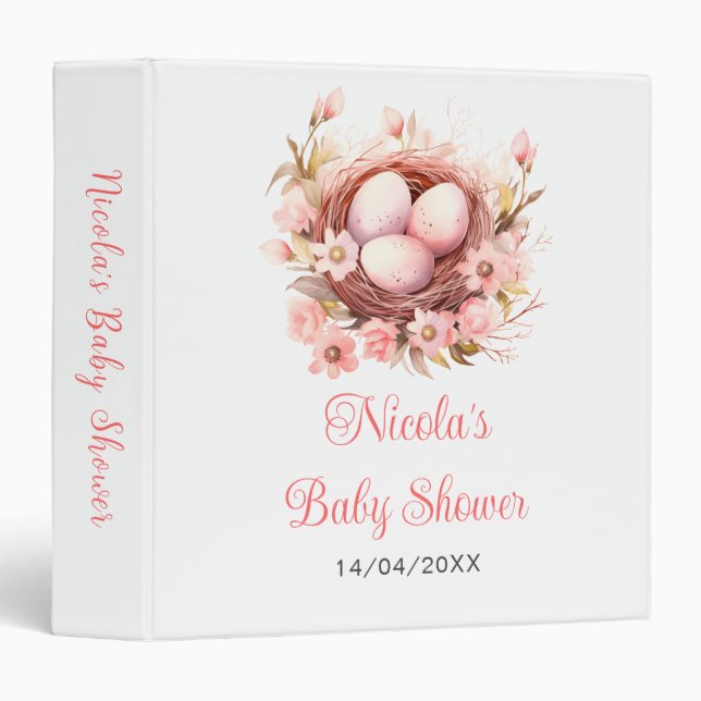 Spring Birds Nest Baby Shower Photo Album Binder (Front/Spine)