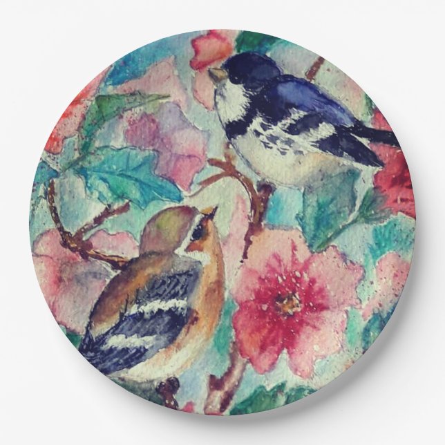 Spring Birds Paper Plates - Painting (Front)