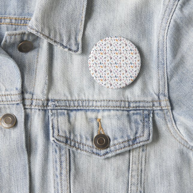Spring Birds Pattern 2 Inch Round Button (In Situ)