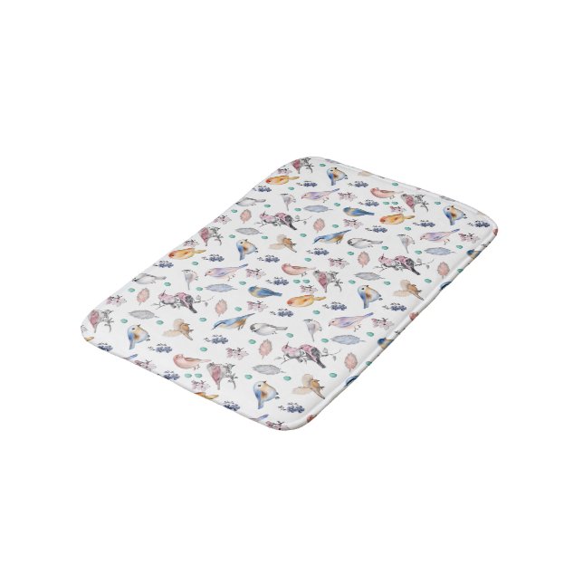 Spring Birds Pattern Bath Mat (Angled)