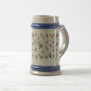 Spring Birds Pattern Beer Stein