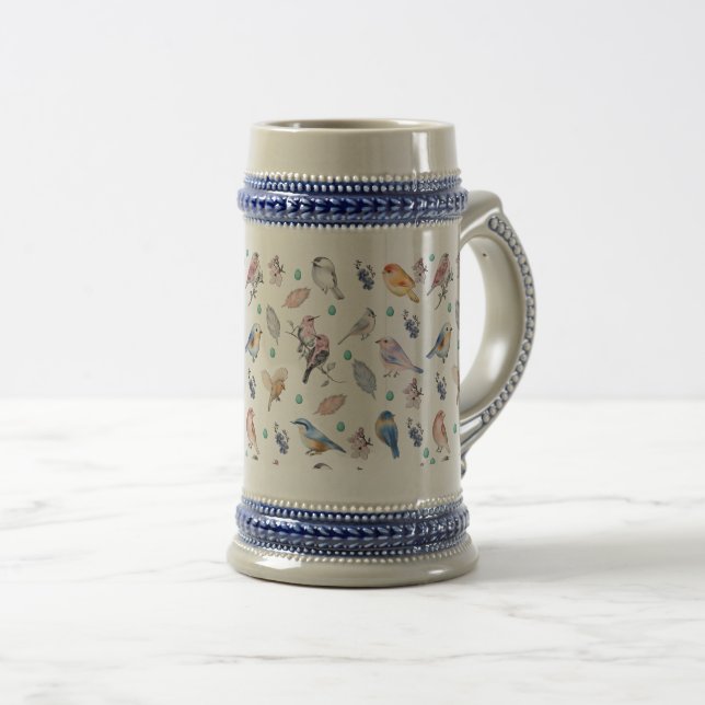 Spring Birds Pattern Beer Stein (Front Right)