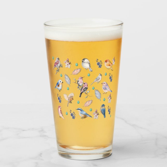 Spring Birds Pattern Glass (Front Filled)