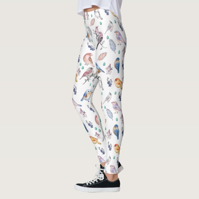 Spring Birds Pattern Leggings (Left)