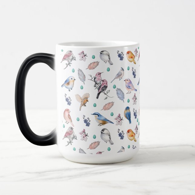 Spring Birds Pattern Magic Mug (Left)