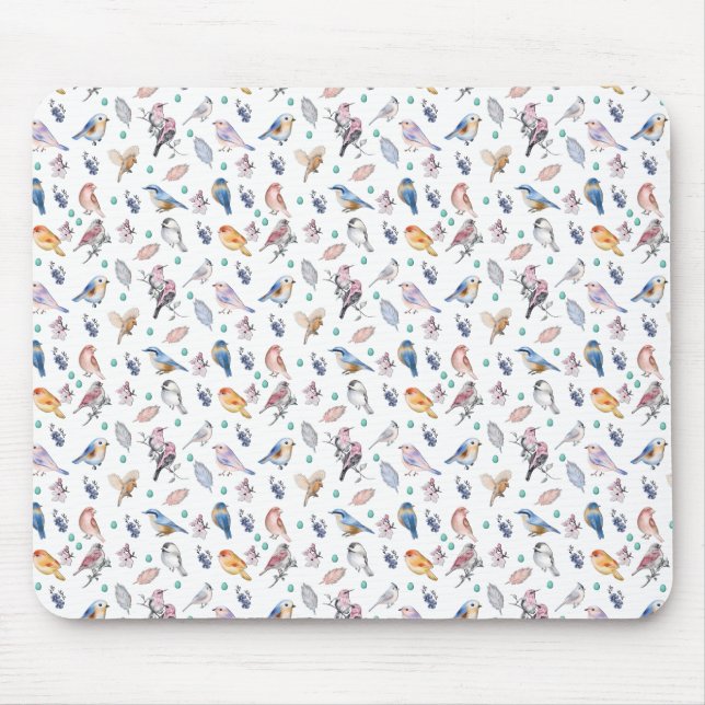Spring Birds Pattern Mouse Pad (Front)