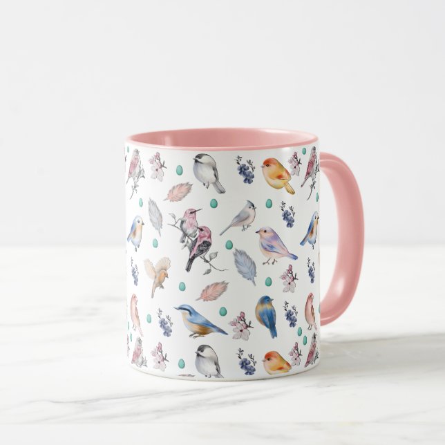 Spring Birds Pattern Mug (Front Right)