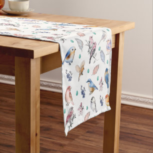 Spring Birds Pattern Short Table Runner