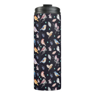 Spring Birds Pattern Thermal Tumbler
