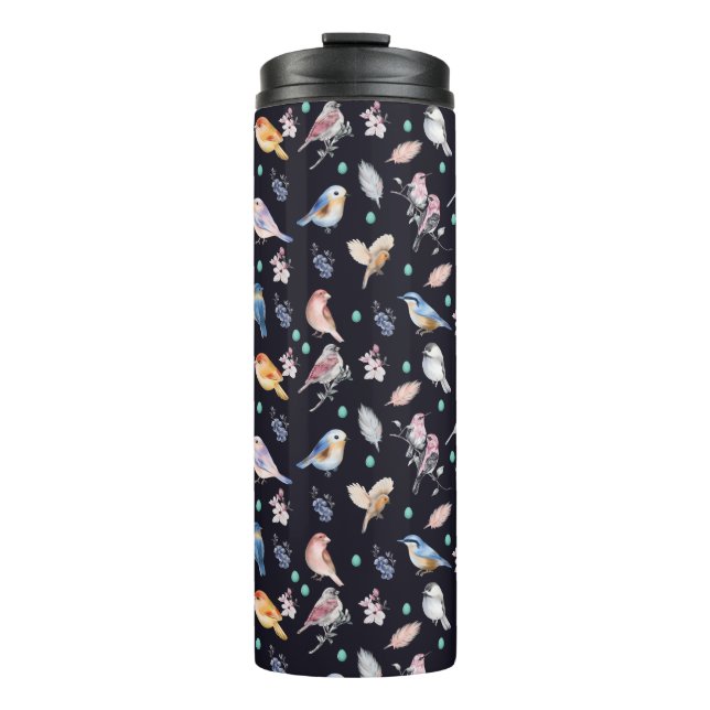 Spring Birds Pattern Thermal Tumbler (Front)