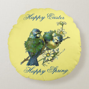 Spring Birds Round Pillow