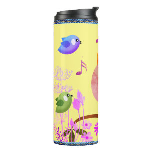 Spring Birds (w/ initials) Thermal Tumbler