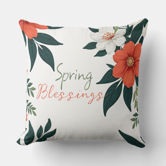 Spring Blessings Throw Pillow (Front)