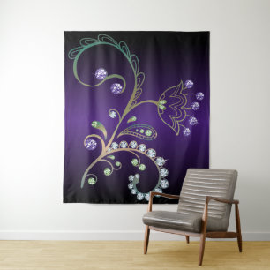 Spring Bling Garden Flower Rhinestones Tapestry